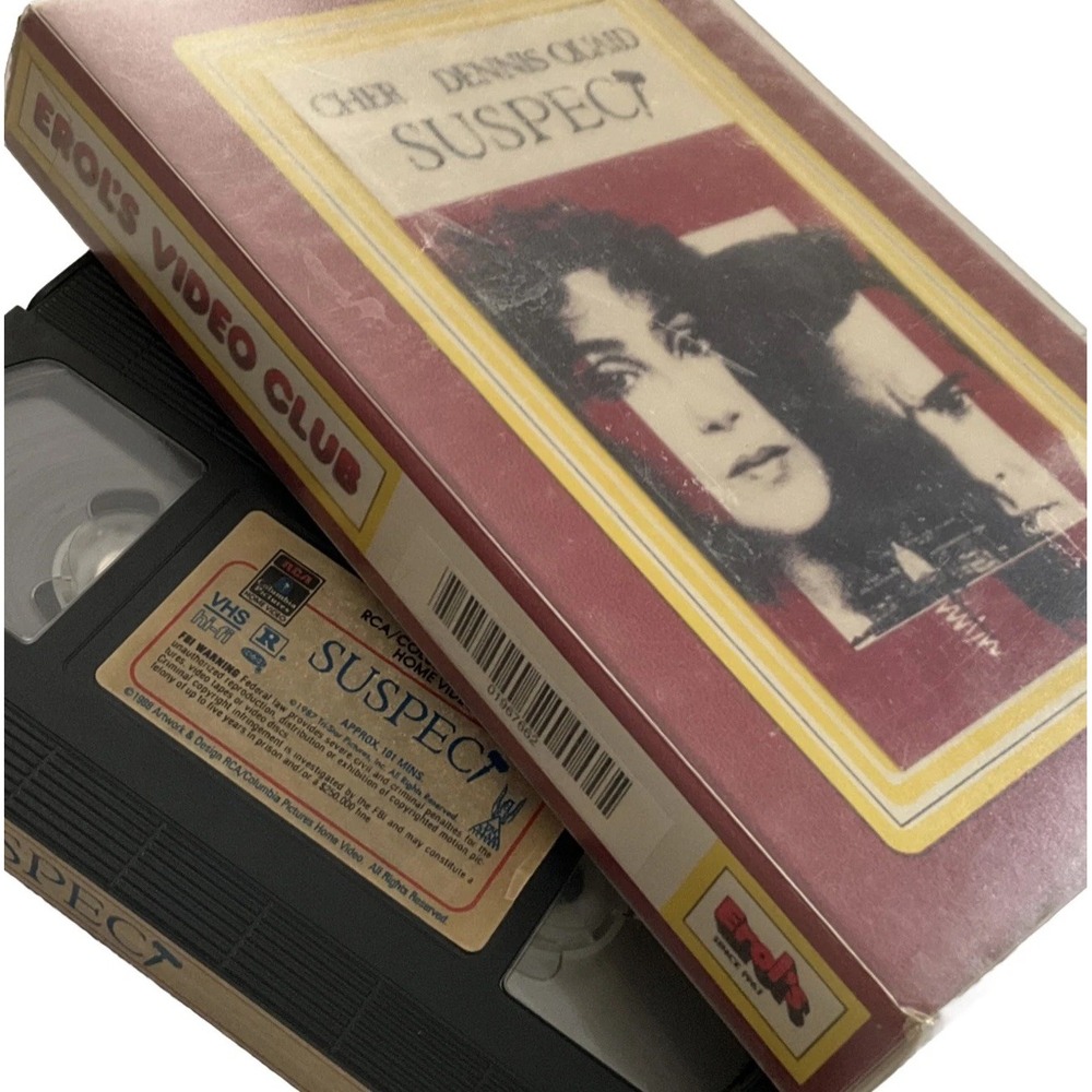 Suspect 1988 VHS Movie Tape Cher Dennis Quaid Liam Neeson Erols‎ Video Club R